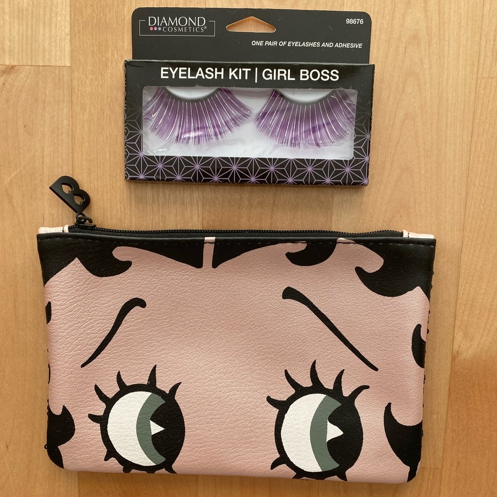 Ipsy Betty Boop cosmetic bag with bonus fake lashes.